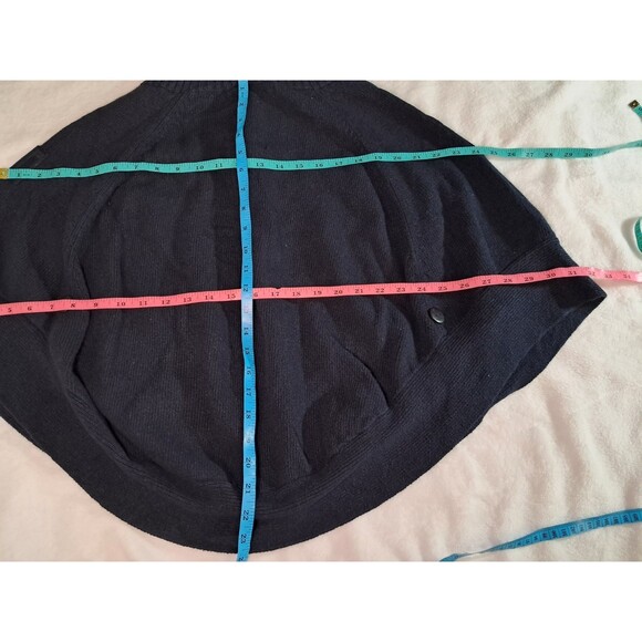 Bomboogie One Size Button Fasten Poncho Cardigan Sweater Part Angora Navy Blue - Picture 10 of 12